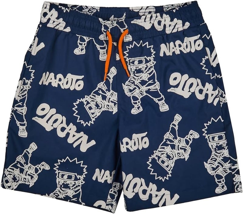 Bio World Naruto Color-Changing Line Art Boy's Navy Boardshorts - Image 1